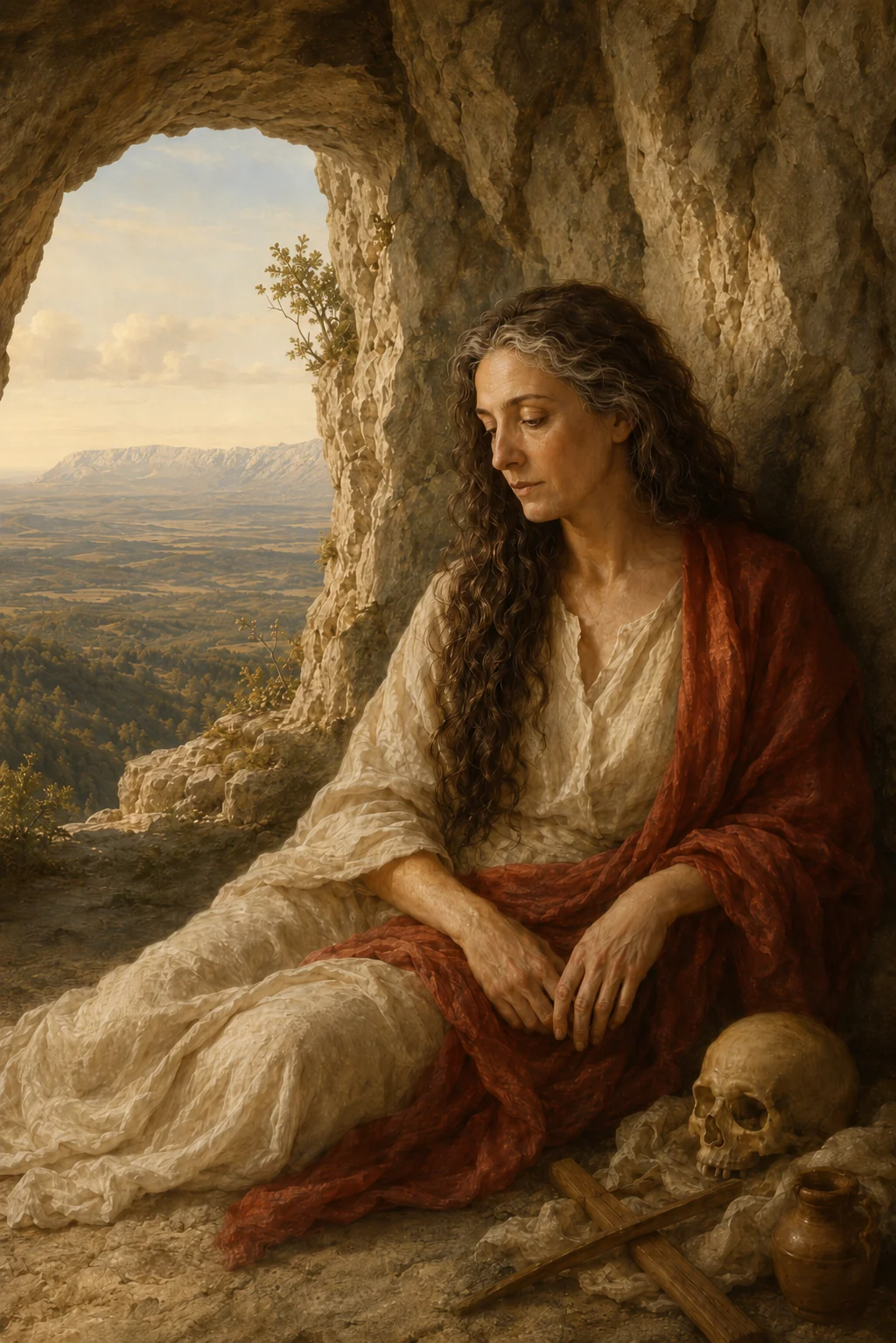 Mary Magdalene in retreat in the cave of the Sainte-Baume