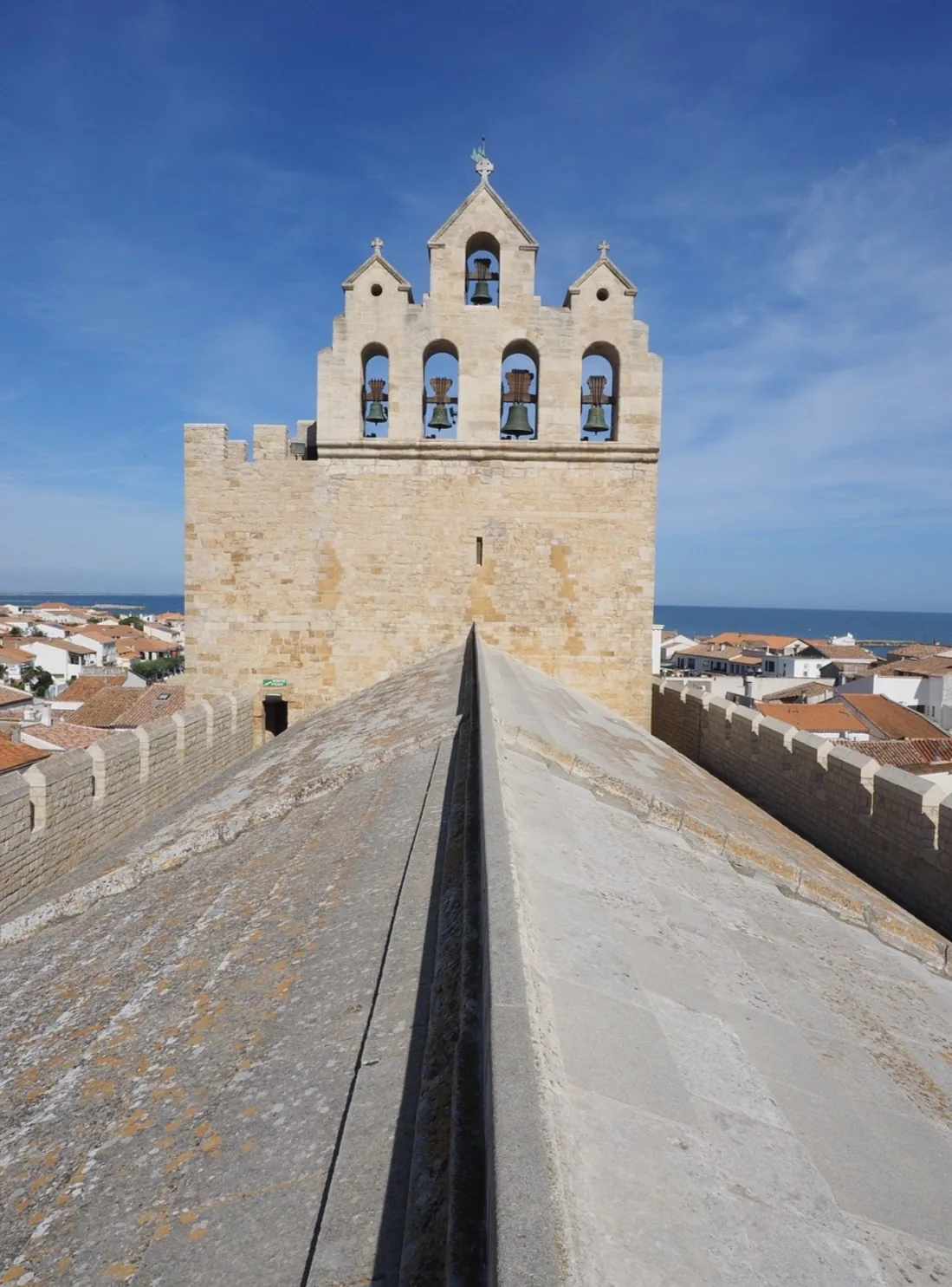 The rooftops of the fortified church of Saintes-Maries-de-la-Mer